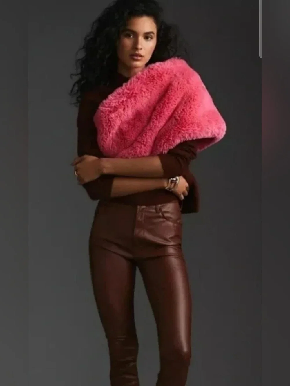 NWT Anthropologie Maeve Faux Fur Hot Pink Barbiecore Stole